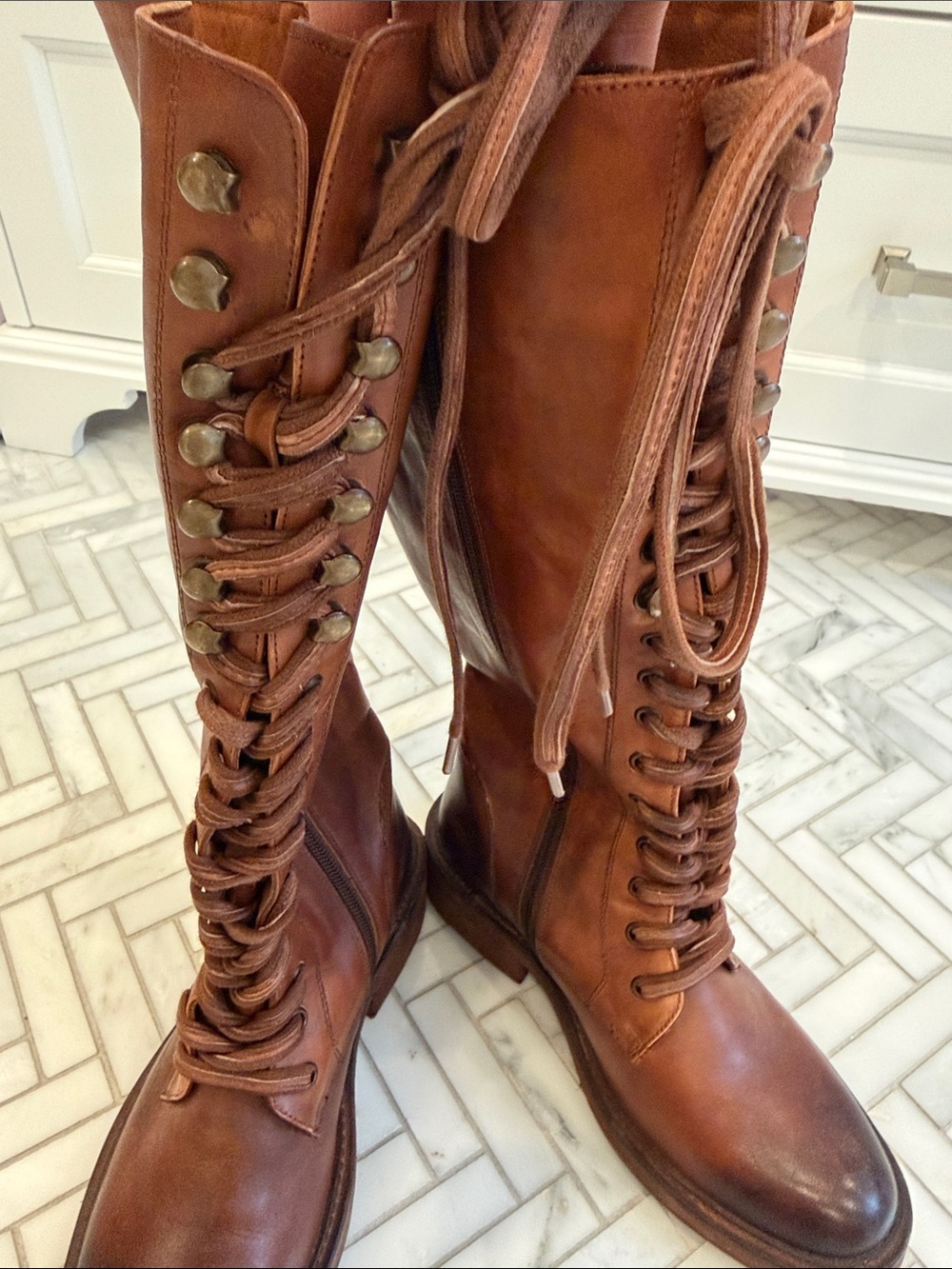 Vintage Foundry Co. Tall Lace-Up Leather Boots – Size 7.5 - Picture 6 of 8
